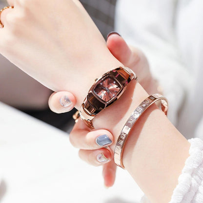 NAKZEN Fashion Women Quartz Waterproof Analog Wrist Watch with Tungsten steel Case and Diamond Simple Ladies Dress Watches