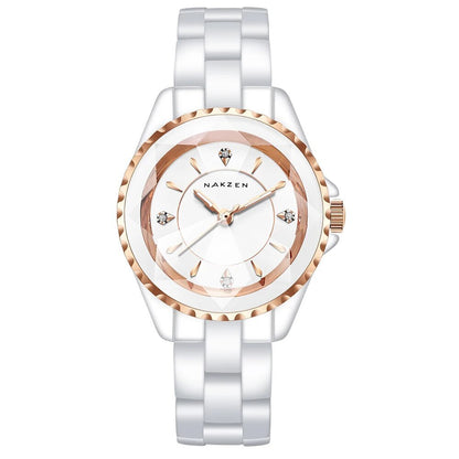 NAKZEN Ladies Ceramic Quartz Watch Women New Fashion Analog Waterproof Diamond Wristwatches For Gifts Clock Relojes Mujer