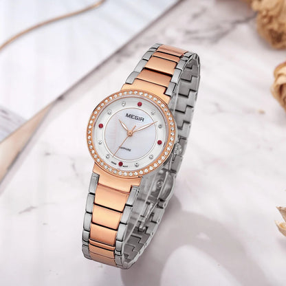 MEGIR Fashion Stainless Steel Women Bracelet Quartz Watches Elegant Business Ladies Clock Female Sport Wristwatch Reloj Mujer