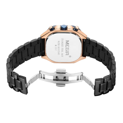 MEGIR Luxury Mens Stainless Steel Watches Fashion Brand Business Quartz Wristwatch Date Luminous Man Chronograph Casual Clock