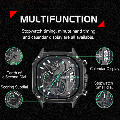 MEGIR Luxury Mens Stainless Steel Watches Fashion Brand Business Quartz Wristwatch Date Luminous Man Chronograph Casual Clock