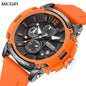 MEGIR Fashion Military Watch for Men Top Luxury Sport Quartz Chronograph Waterproof Male Clock Wristwatch Silicone Reloj Hombre 2208