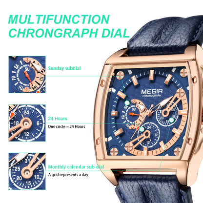 MEGIR Fashion Mens Watches Brand Luxury Waterproof Military WristWatch Leather Sport Quartz Date Weeds Clock Reloj Hombre