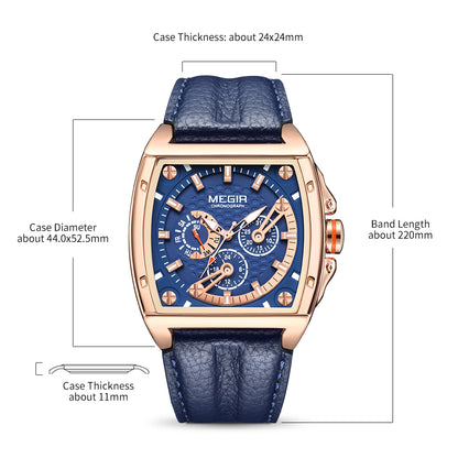 MEGIR Fashion Mens Watches Brand Luxury Waterproof Military WristWatch Leather Sport Quartz Date Weeds Clock Reloj Hombre