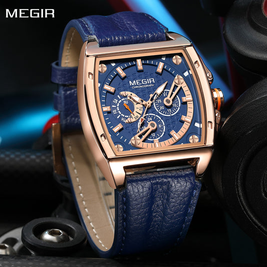MEGIR Fashion Mens Watches Brand Luxury Waterproof Military WristWatch Leather Sport Quartz Date Weeds Clock Reloj Hombre