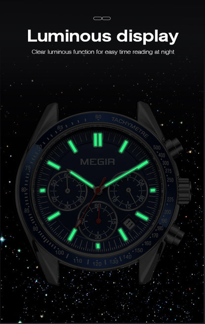 MEGIR Business Men Watch Stainless Steel Mesh Belt Quartz Watches Luxury Fashion Man Wristwatch Calendar Clock Reloj Hombre 8105