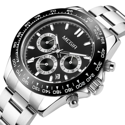 MEGIR Fashion Men Business Watches Stainless Steel Quartz Watch Top Brand Luxury Casual Wristwatch Waterproof Clock Reloj Hombre