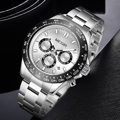 MEGIR Fashion Men Business Watches Stainless Steel Quartz Watch Top Brand Luxury Casual Wristwatch Waterproof Clock Reloj Hombre