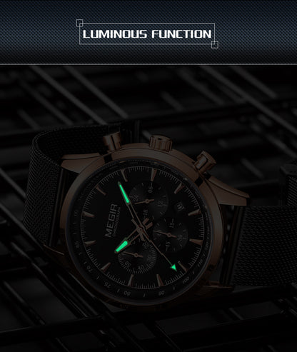 MEGIR Fashion Watch for Men Top Luxury Big Dial Business Quartz Watches Waterproof Steel Wrist Watch Clock Relogio Masculino