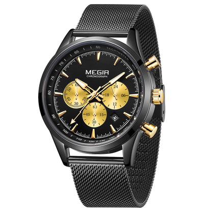 MEGIR Fashion Watch for Men Top Luxury Big Dial Business Quartz Watches Waterproof Steel Wrist Watch Clock Relogio Masculino