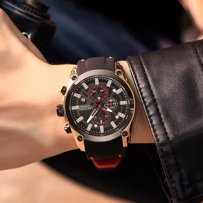 MEGIR Original Blue Sport Watches for Men Top Luxury Chronograph WristWatch Military Quartz Clock Luminous Big Dial Reloj Hombre