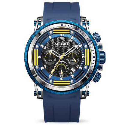 MEGIR Men's Sports Military Watches Fashion Luxury Quartz Wristwatch Silicone Strap Waterproof Chronograph Luminous Male Clock