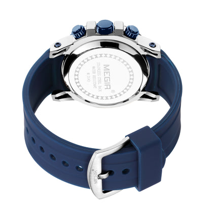 MEGIR Men's Sports Military Watches Fashion Luxury Quartz Wristwatch Silicone Strap Waterproof Chronograph Luminous Male Clock