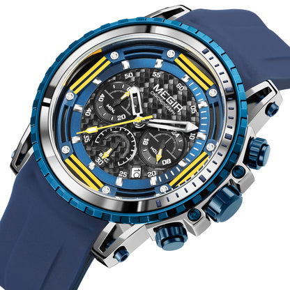 MEGIR Men's Sports Military Watches Fashion Luxury Quartz Wristwatch Silicone Strap Waterproof Chronograph Luminous Male Clock