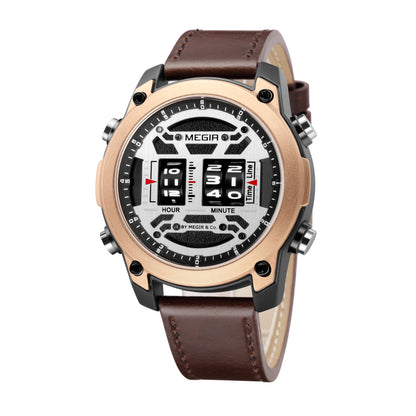 MEGIR Men's Watch Roller Business Casual Wristwatch Leather Fashion Sports Quartz Watch Chronograph Waterproof Male Clock 2142