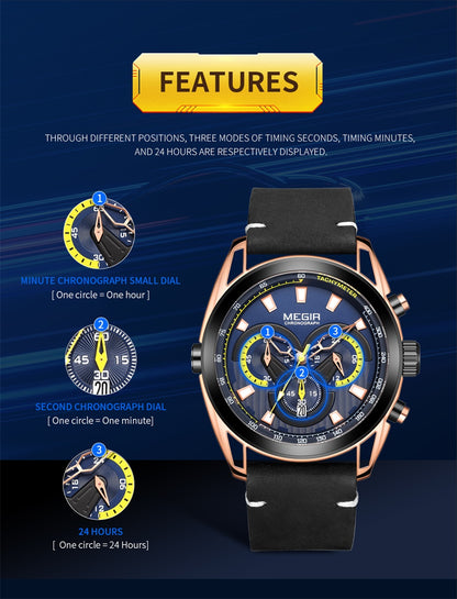 MEGIR Top Brand Luxury Men's Wrist Watch Man Luminous Waterproof Sport Men Quartz Wristwatches Relogio Masculino Dropshipping