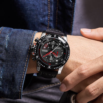 MEGIR Men Watches Luxury Brand Quartz Wristwatch Waterproof Leather Military Sport Watch Casual Clock Chronograph Reloj Hombre