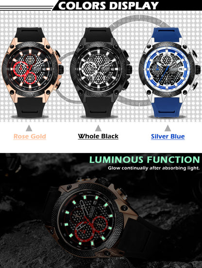 MEGIR Fashion Sports Military Watches for Mens Top Brand Luxury Military Wristwatch Silicone Waterproof Clock Relogio Masculino