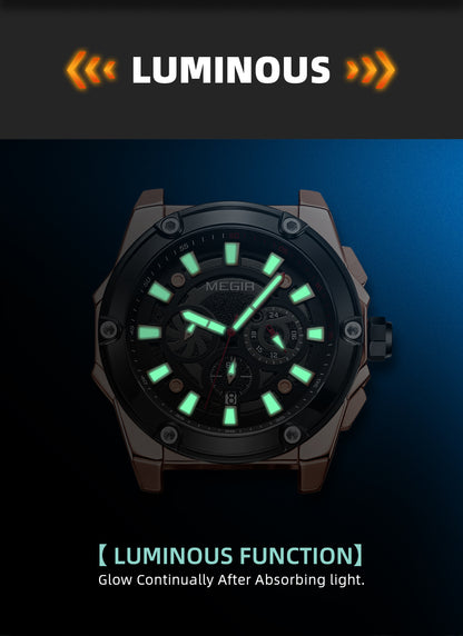 MEGIR Men's Watches Top Brand Luxury Casual Sports Wrist Watch Leather Strap Quartz Male Clock Chronograph Relogio Masculino
