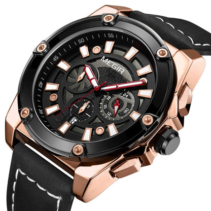 MEGIR Men's Watches Top Brand Luxury Casual Sports Wrist Watch Leather Strap Quartz Male Clock Chronograph Relogio Masculino