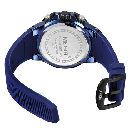 MEGIR Men Wristwatch Top Brand Luxury Silicone Strap Sport Watches Waterproof Luminous Quartz Clock Chronograph Reloj Hombre