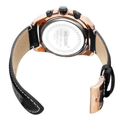 MEGIR Luxury Casual Watches for Men Fashion Leather Sports Military Wristwatch Calendar Luminous Quartz Man Clock Montre Homme