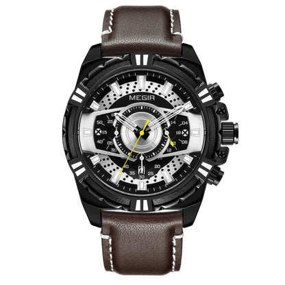 MEGIR Luxury Casual Watches for Men Fashion Leather Sports Military Wristwatch Calendar Luminous Quartz Man Clock Montre Homme