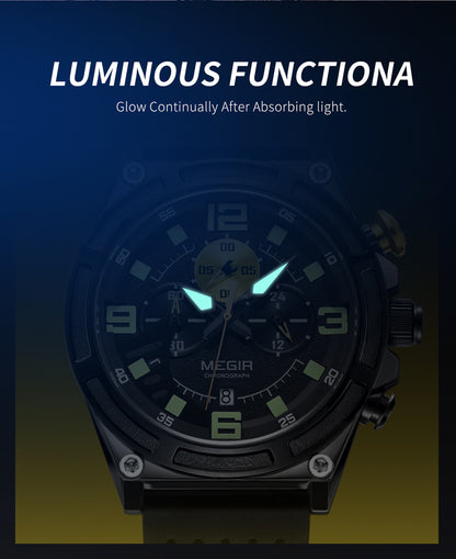 MEGIR Man Chronograph Top Brand Luxury Military Sports Watches for Men Waterproof Date Silicone Wristwatch Clock Reloj Hombre