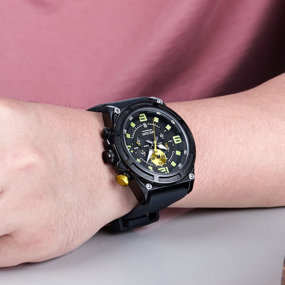MEGIR Man Chronograph Top Brand Luxury Military Sports Watches for Men Waterproof Date Silicone Wristwatch Clock Reloj Hombre