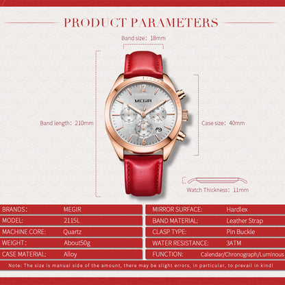 MEGIR Fashion Women Watches Luxury Ladies Casual Wristwatches Leather Female Quartz Bussiness Watch Dress Clock Relogio Feminino