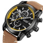 MEGIR Fashion Mens Watches Waterproof Luminous Sports Wrist Watch Man Leather Chronograph Quartz Wristwatch Reloj Hombre 2104