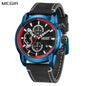 MEGIR Fashion Mens Watches Waterproof Luminous Sports Wrist Watch Man Leather Chronograph Quartz Wristwatch Reloj Hombre 2104
