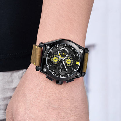 MEGIR Blue Quartz Men Watches Top Brand Leather Strap Chronograph Sport Wrist Watch Men Clock Relogio Masculino Reloj Hombre