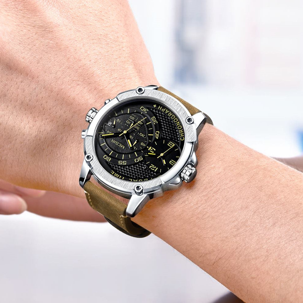 MEGIR Luxury Business Watches for Mens Leather Strap Casual Sports Wristwatch Chronograph Waterproof Male Clock Reloj Hombre