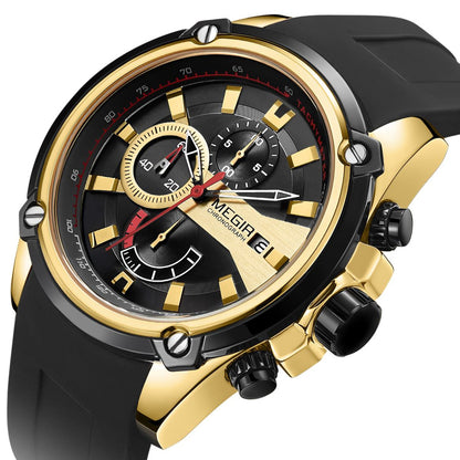 MEGIR Reloj Hombre Original Luxury Chronograph Men Sport Silicone Date Quartz Watches Waterproof Wristwatch Relogio Masculino