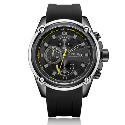 MEGIR Reloj Hombre Original Luxury Chronograph Men Sport Silicone Date Quartz Watches Waterproof Wristwatch Relogio Masculino