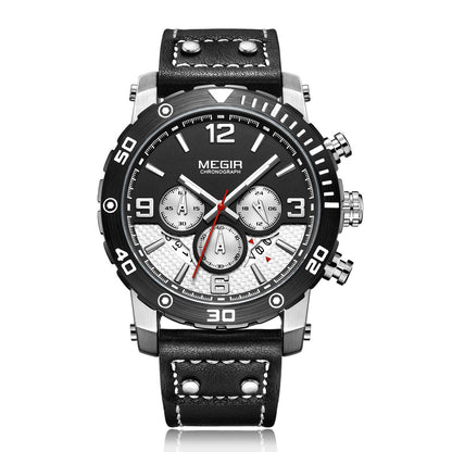 MEGIR Men's Casual Watch Top Brand Luxury Business Wrist Watch Leather Luminous Sports Military Watches Chronograph Male Clock
