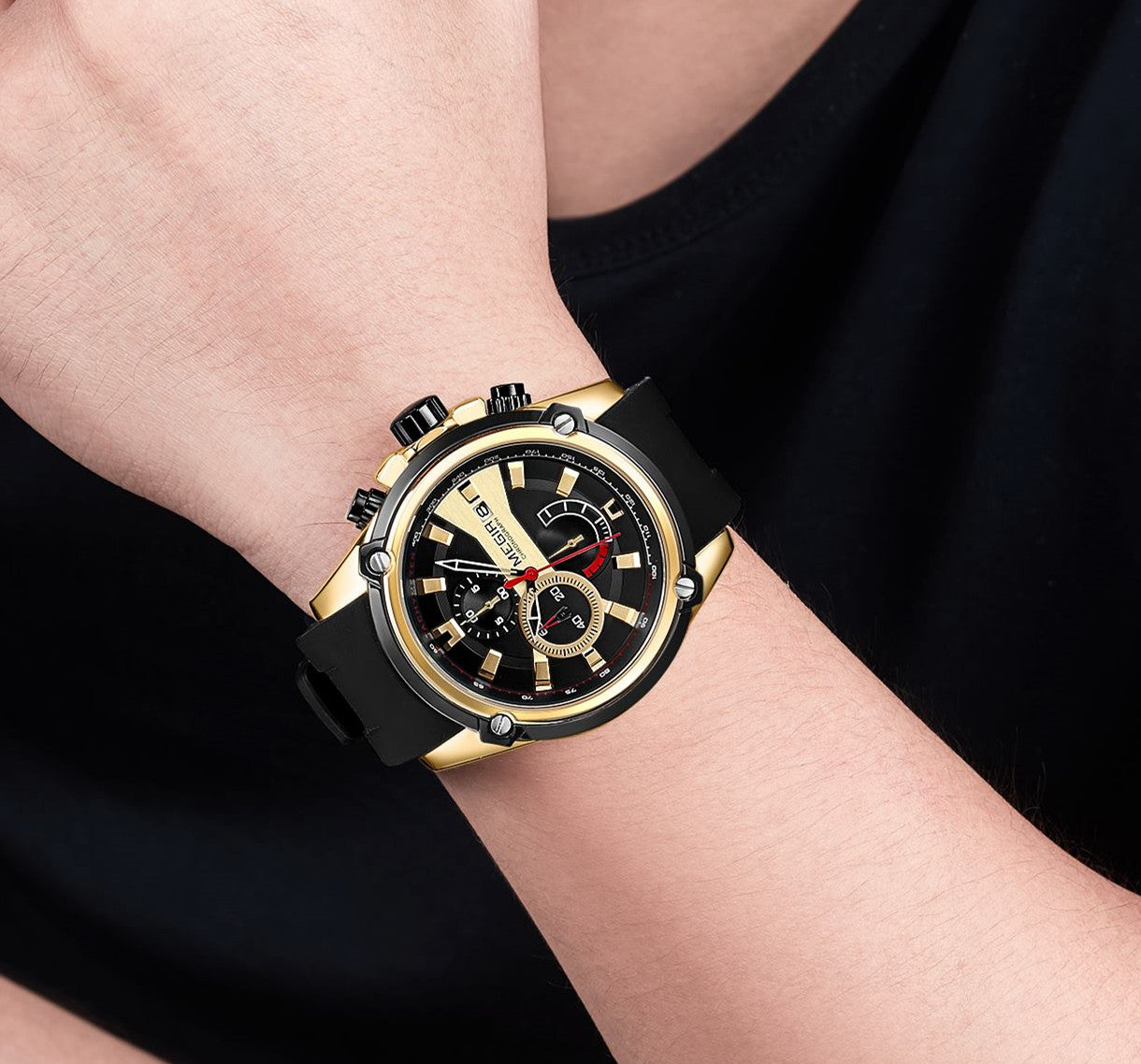 MEGIR Reloj Hombre Original Luxury Chronograph Men Sport Silicone Date Quartz Watches Waterproof Wristwatch Relogio Masculino