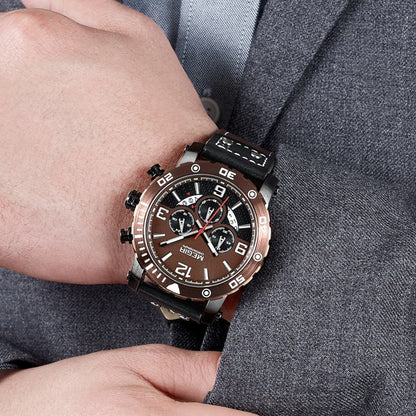 MEGIR Men's Casual Watch Top Brand Luxury Business Wrist Watch Leather Luminous Sports Military Watches Chronograph Male Clock