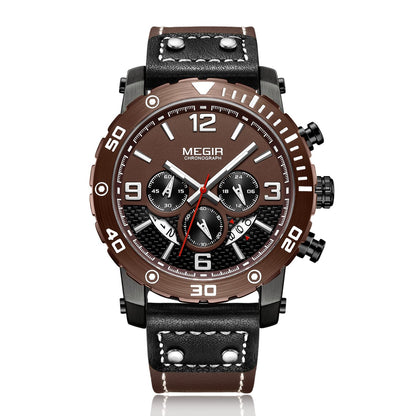MEGIR Men's Casual Watch Top Brand Luxury Business Wrist Watch Leather Luminous Sports Military Watches Chronograph Male Clock