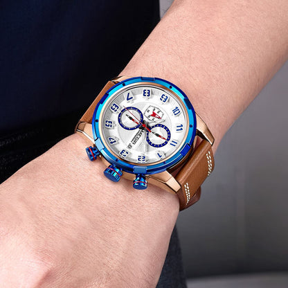 MEGIR Chronograph Sport Watch Men Clock Leather Quartz Men Wrist Watches Time Hour Army Military Wristwatches Relogio Masculino