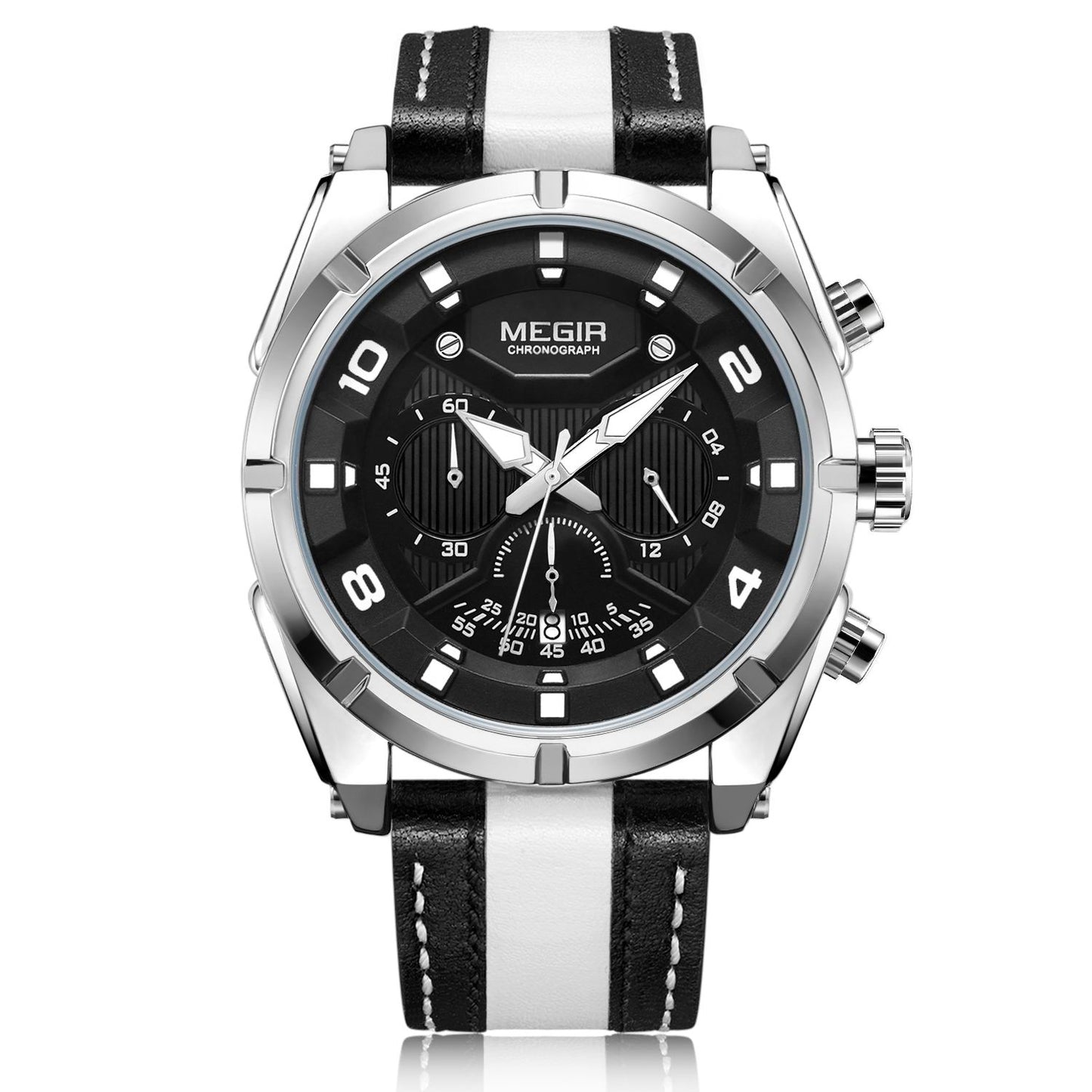 MEGIR Chronograph Sport Watch Men Quartz Wristwatches Clock Fashion Leather Army Military Watches Hour Time Relogio Masculino
