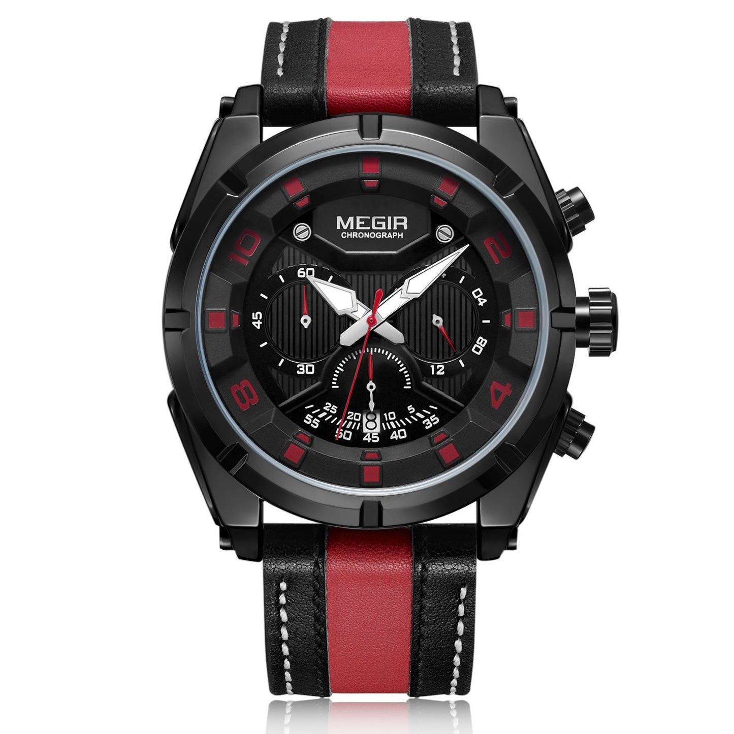 MEGIR Chronograph Sport Watch Men Quartz Wristwatches Clock Fashion Leather Army Military Watches Hour Time Relogio Masculino
