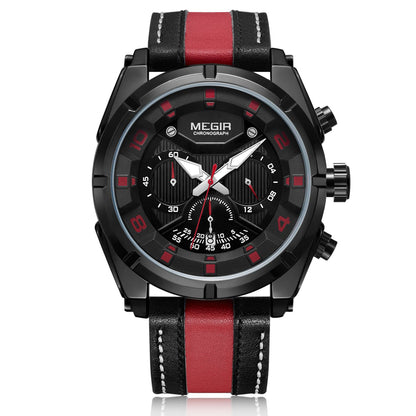MEGIR Chronograph Sport Watch Men Quartz Wristwatches Clock Fashion Leather Army Military Watches Hour Time Relogio Masculino