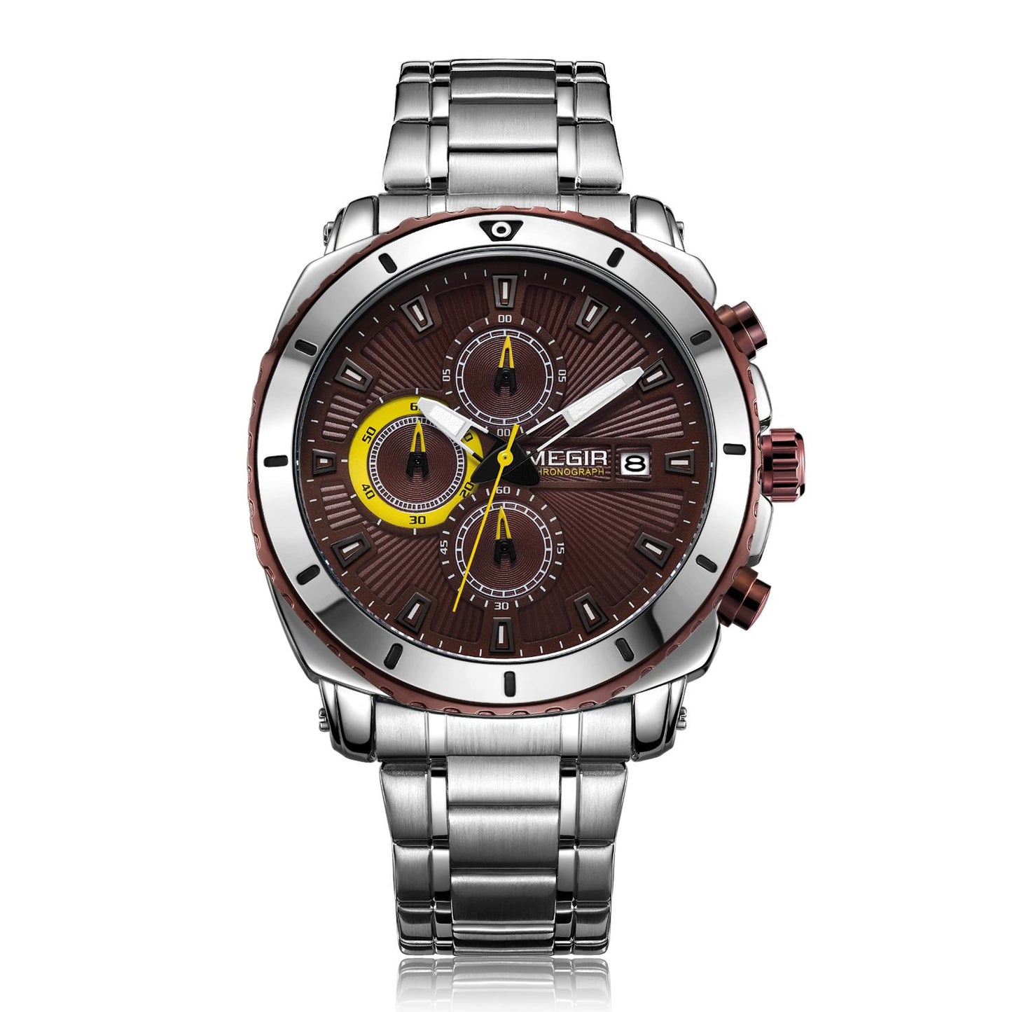 MEGIR Chronograph Quartz Men Watch Luxury Brand Stainless Steel Business Wrist Watches Male Clock Hour Time Relogio Masculino