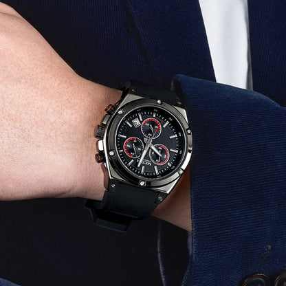 MEGIR Mens Watches Silicone Quartz Wrist Watch Chronograph Fashion Sport Business Wristwatch Luminous Male Clock Montre Homme