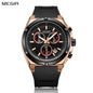 MEGIR Mens Watches Silicone Quartz Wrist Watch Chronograph Fashion Sport Business Wristwatch Luminous Male Clock Montre Homme 2073