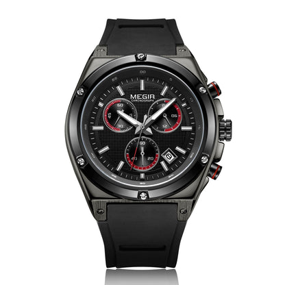 MEGIR Mens Watches Silicone Quartz Wrist Watch Chronograph Fashion Sport Business Wristwatch Luminous Male Clock Montre Homme