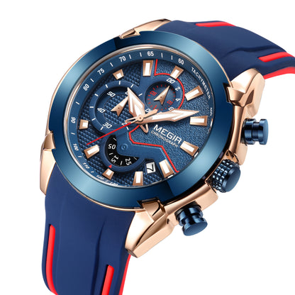MEGIR Fashion Men's Watches Silicone Military Sport Watch Waterproof Date Chronograph Clock Wrist Watch Relogio Masculino 2065