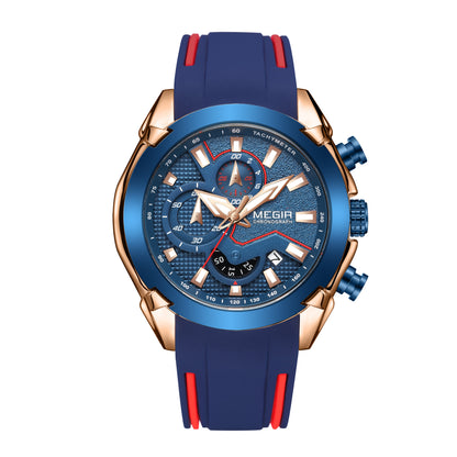 MEGIR Fashion Men's Watches Silicone Military Sport Watch Waterproof Date Chronograph Clock Wrist Watch Relogio Masculino 2065